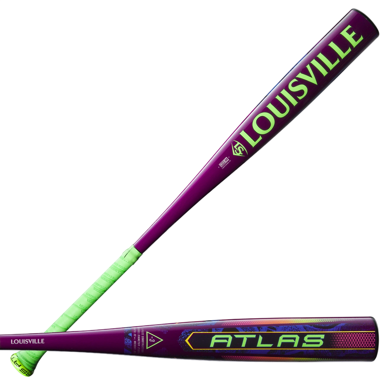 Louisville Slugger 2025 CWS Atlas Neon Energy -3 BBCOR Baseball Bat
