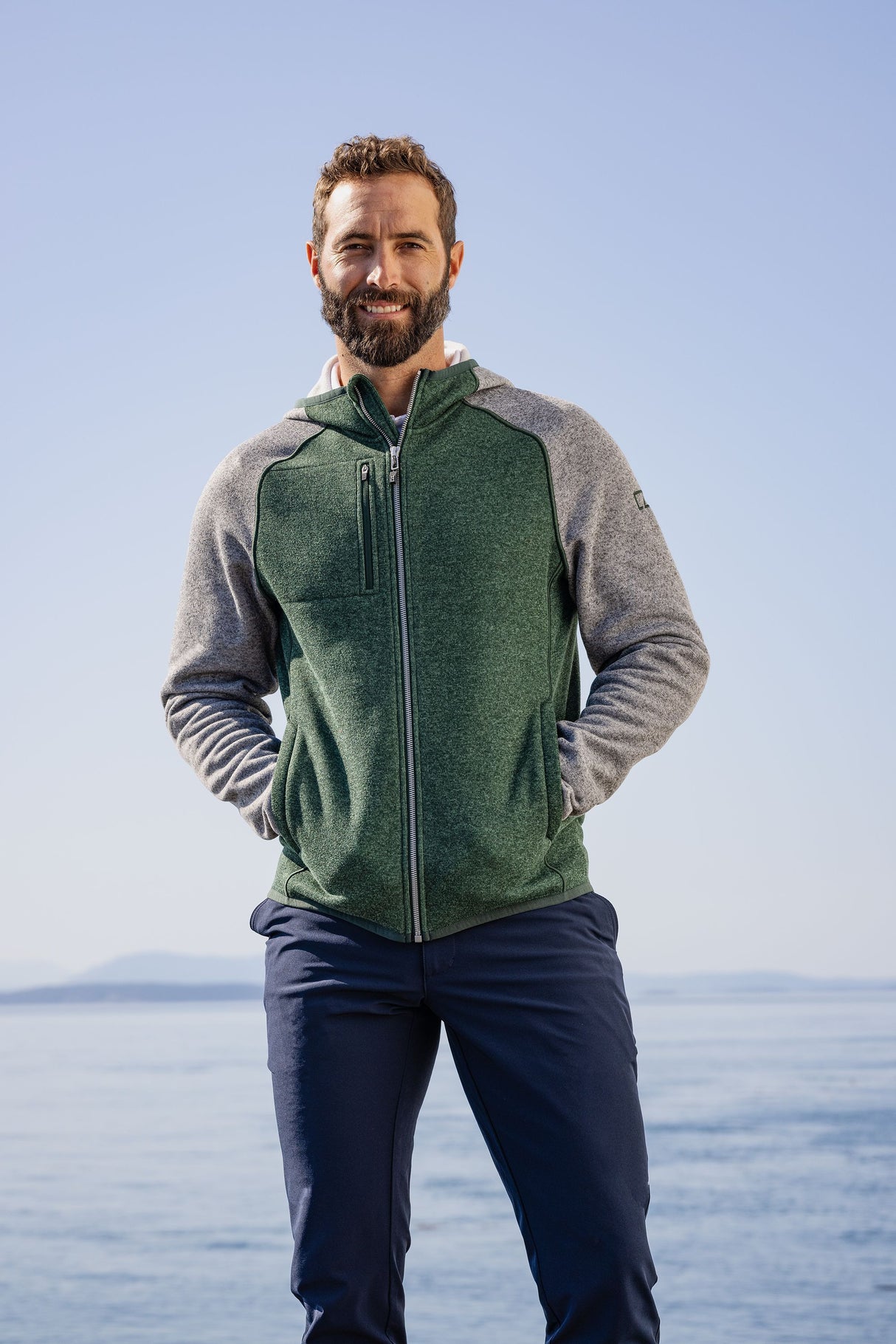 Cutter & Buck Men's Mainsail Sweater-Knit Full Zip Hooded Jacket-1