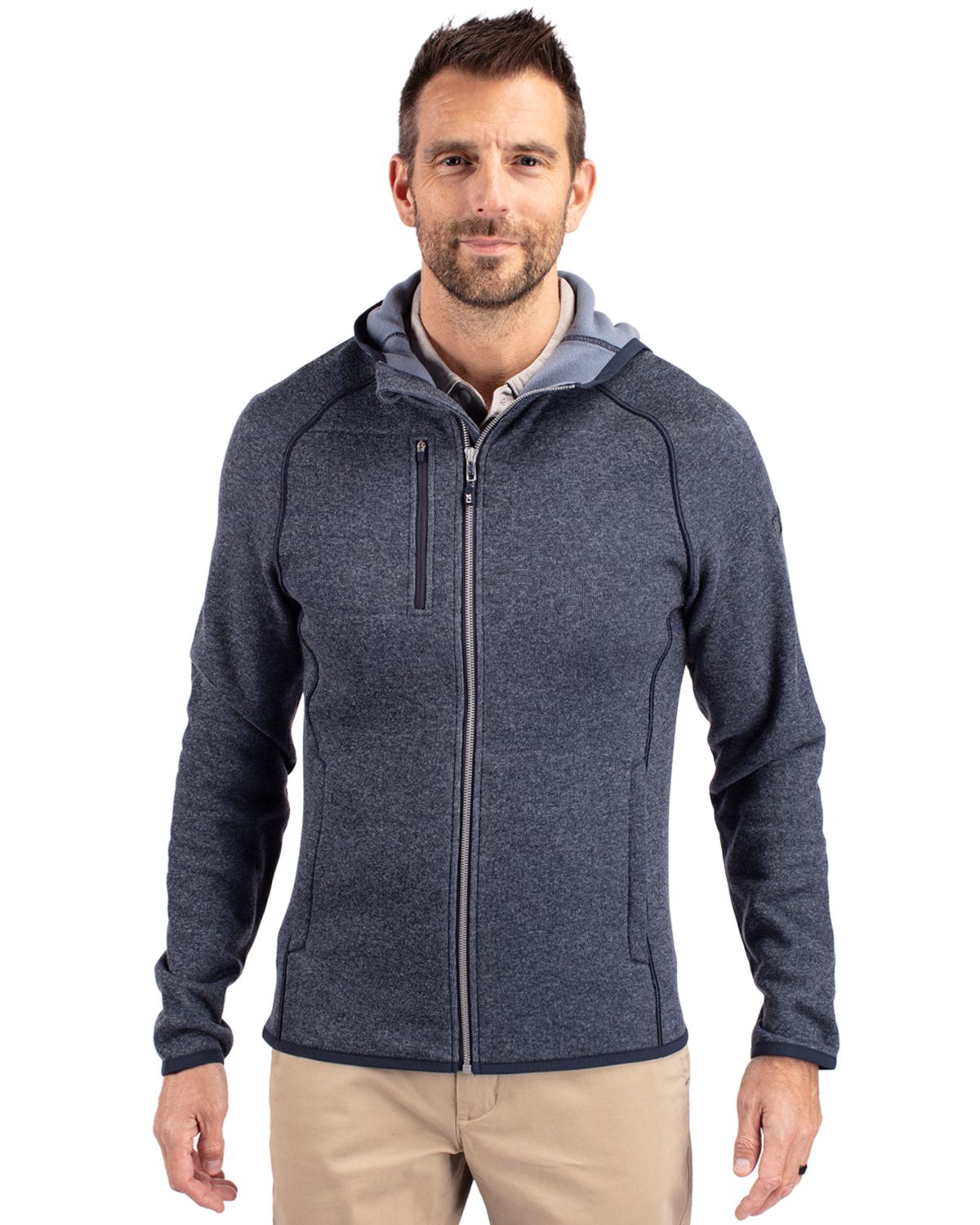 Cutter & Buck Men's Mainsail Sweater-Knit Full Zip Hooded Jacket-4