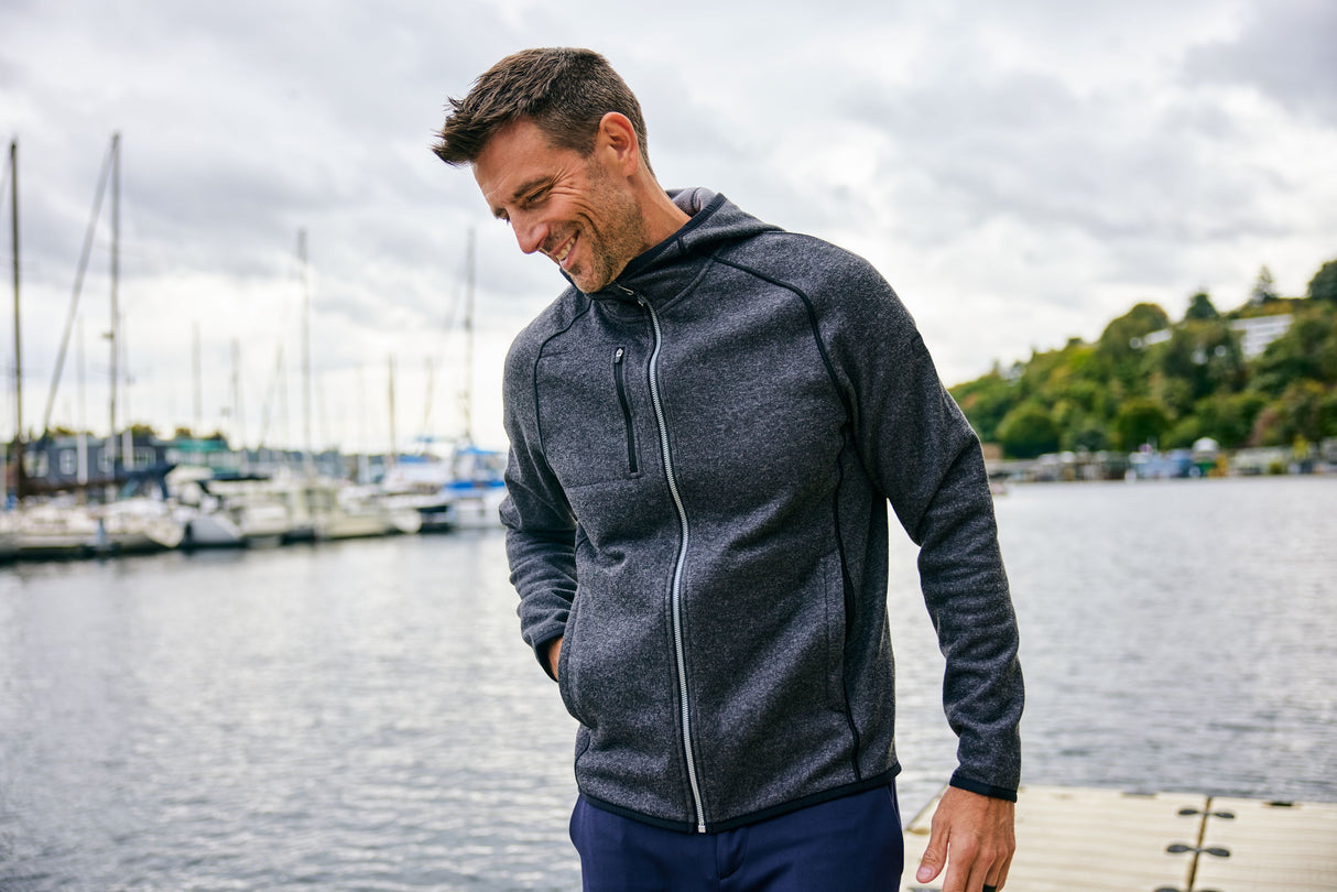 Cutter & Buck Men's Mainsail Sweater-Knit Full Zip Hooded Jacket-14