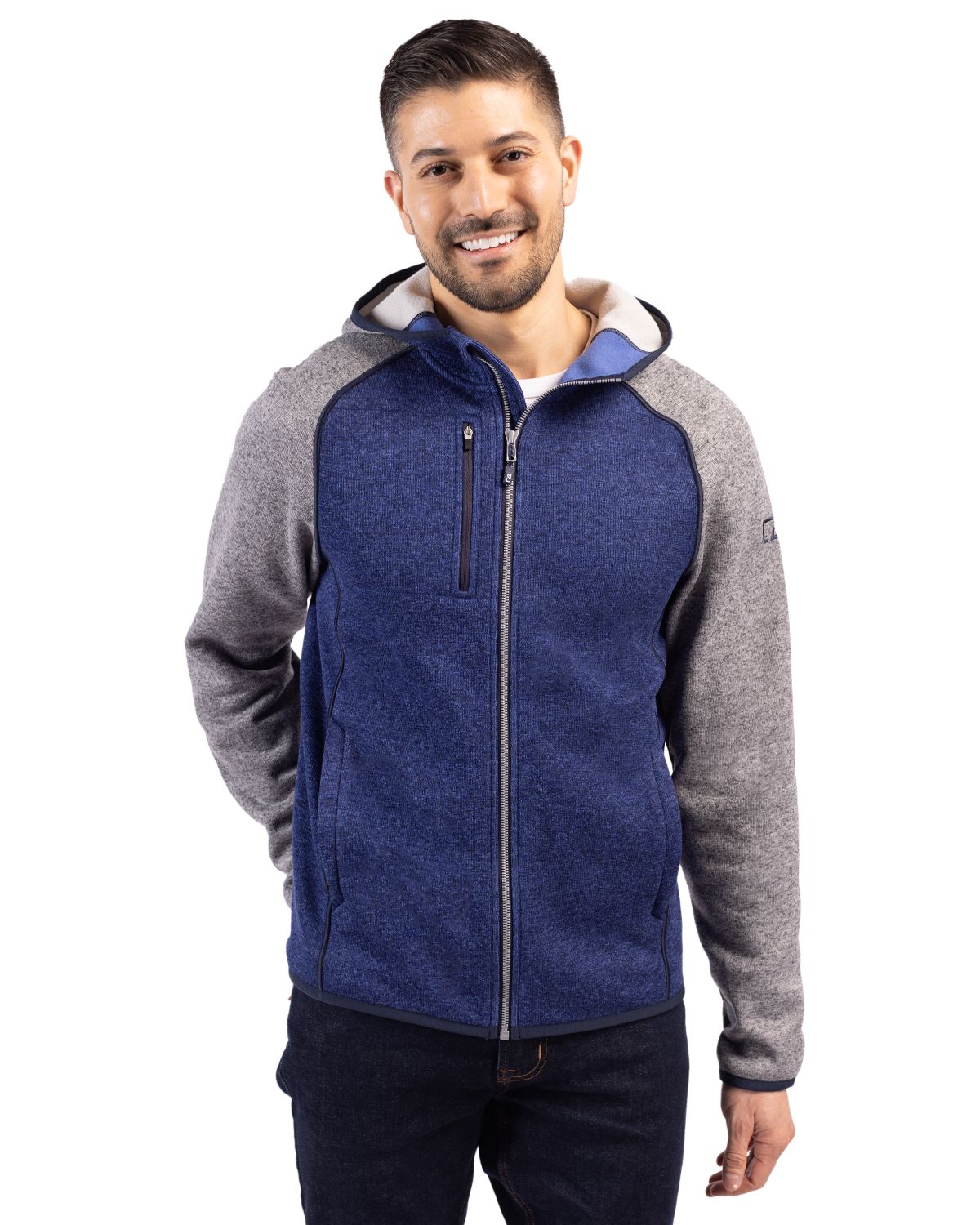 Cutter & Buck Men's Mainsail Sweater-Knit Full Zip Hooded Jacket-2