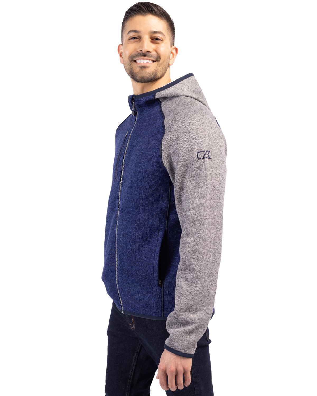 Cutter & Buck Men's Mainsail Sweater-Knit Full Zip Hooded Jacket-3