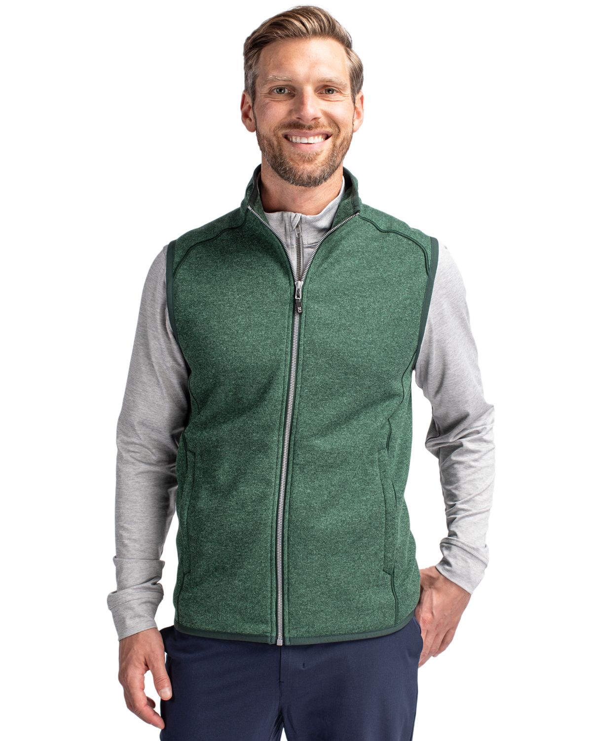 Cutter & Buck Men's Mainsail Sweater-Knit Full Zip Vest-3