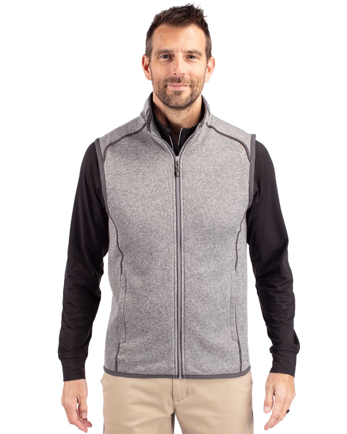 Cutter & Buck Men's Mainsail Sweater-Knit Full Zip Vest-6