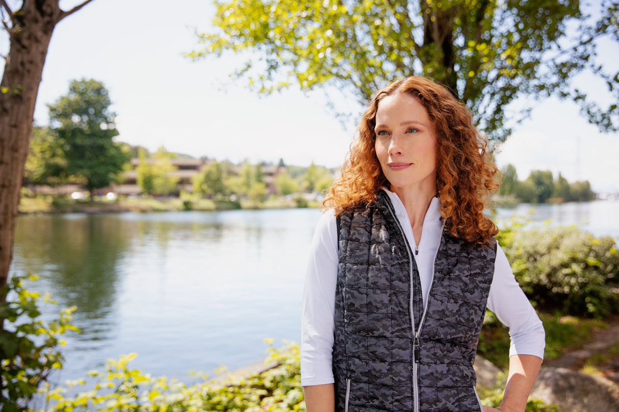 Cutter & Buck Women's Rainier Recycled Insulated Printed Puffer Full Zip Vest-16