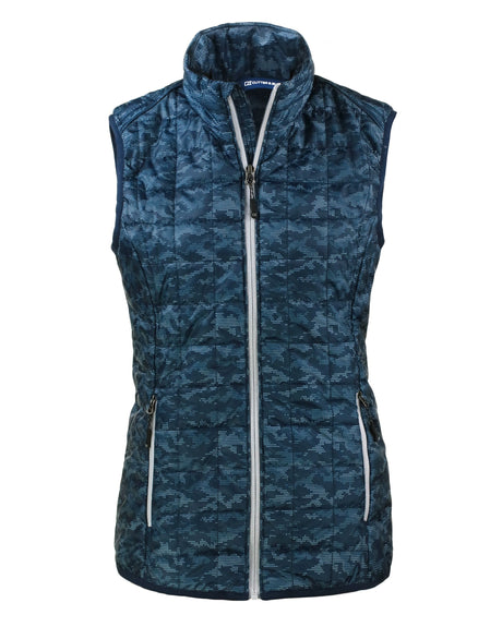 Cutter & Buck Women's Rainier Recycled Insulated Printed Puffer Full Zip Vest-1