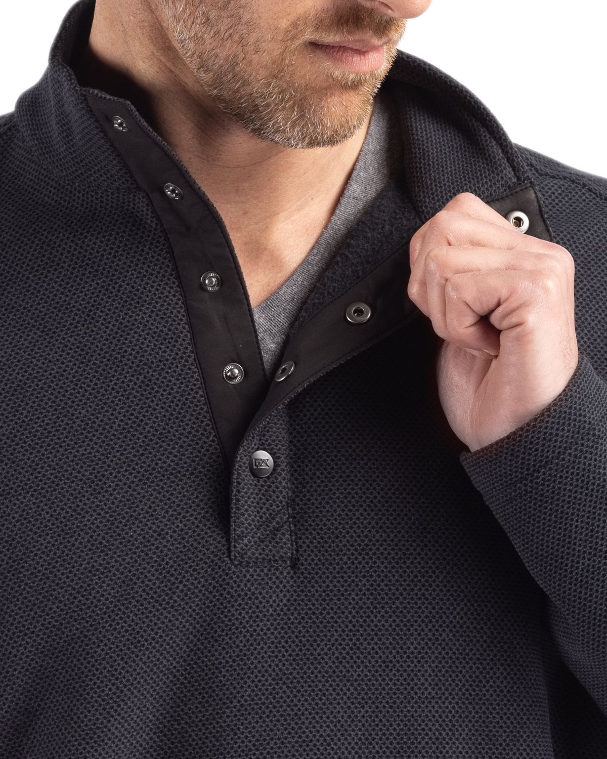 Cutter & Buck Men's Hunts Point Recycled Fleece Hybrid Snap Placket Pullover-5
