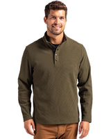 Cutter & Buck Men's Hunts Point Recycled Fleece Hybrid Snap Placket Pullover-1