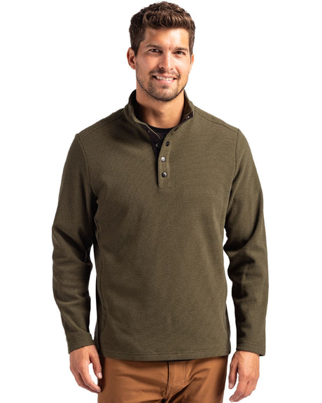 Cutter & Buck Men's Hunts Point Recycled Fleece Hybrid Snap Placket Pullover-1