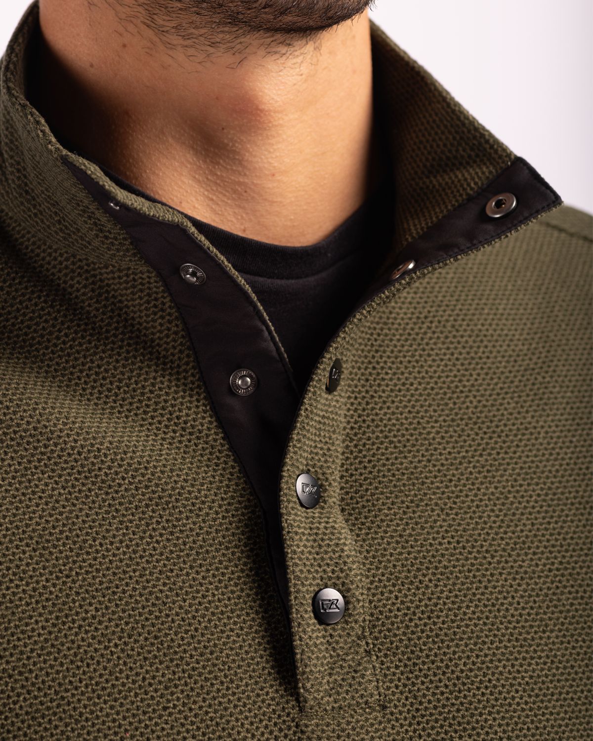 Cutter & Buck Men's Hunts Point Recycled Fleece Hybrid Snap Placket Pullover-4