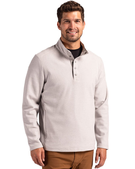 Cutter & Buck Men's Hunts Point Recycled Fleece Hybrid Snap Placket Pullover-1