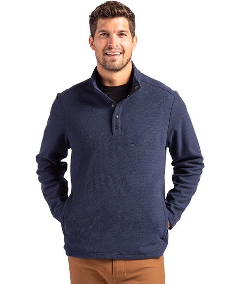 Cutter & Buck Men's Hunts Point Recycled Fleece Hybrid Snap Placket Pullover-1