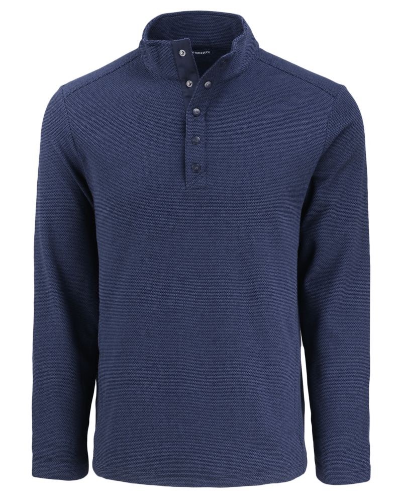 Cutter & Buck Men's Hunts Point Recycled Fleece Hybrid Snap Placket Pullover-9