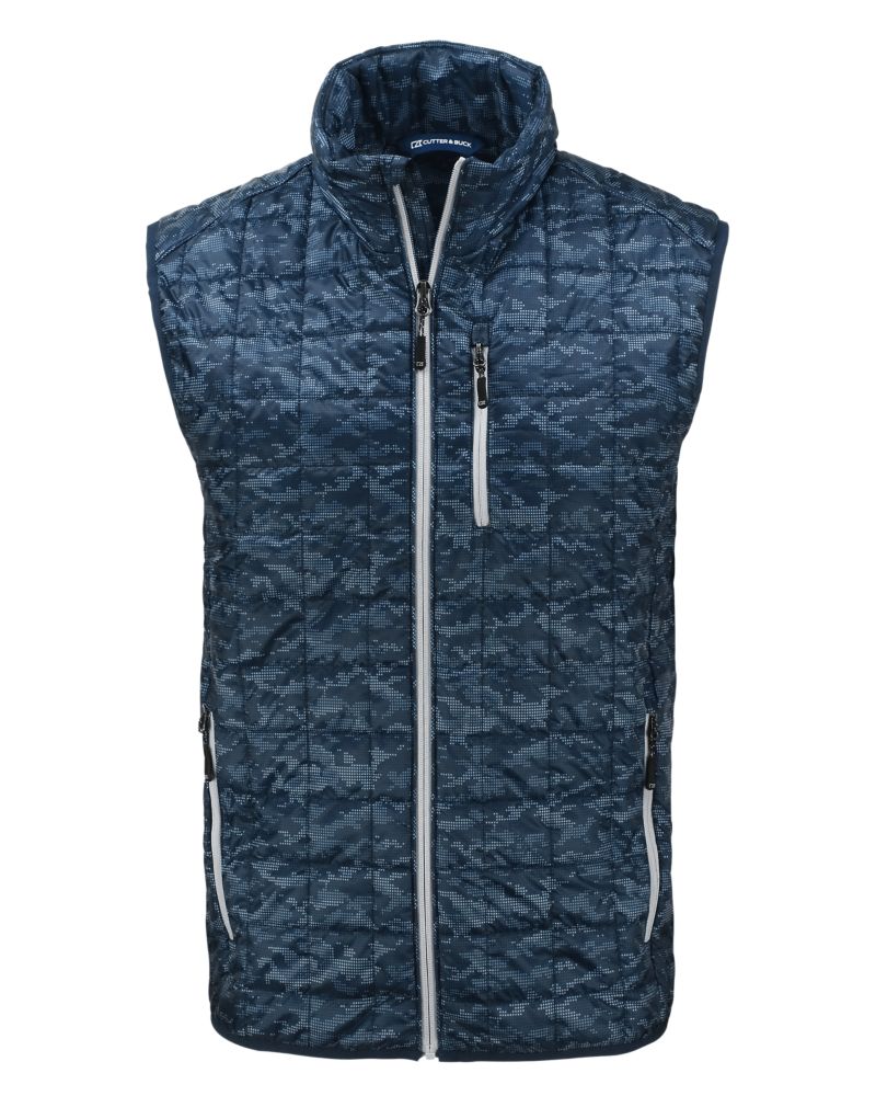 Cutter & Buck Men's Rainier Recycled Insulated Printed Puffer Full Zip Vest-2