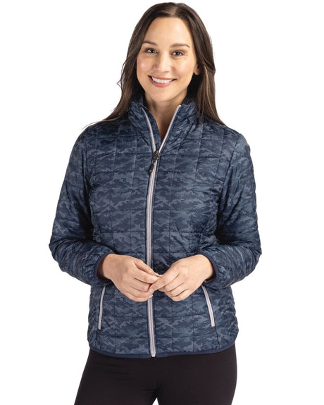 Cutter & Buck Women's Rainier Recycled Insulated Printed Puffer Full Zip Jacket-1