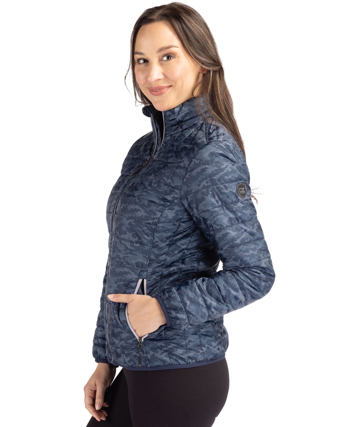 Cutter & Buck Women's Rainier Recycled Insulated Printed Puffer Full Zip Jacket-3