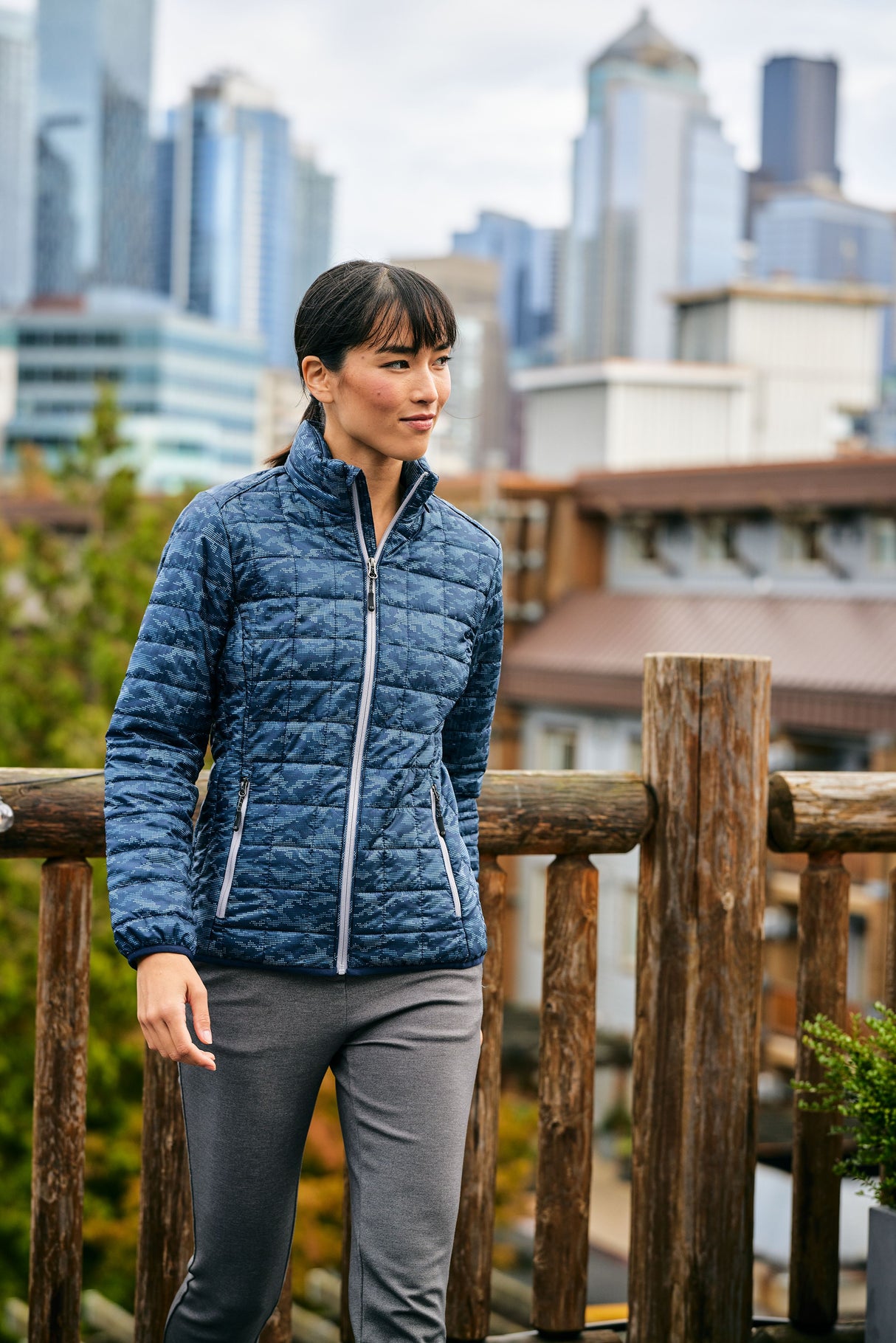 Cutter & Buck Women's Rainier Recycled Insulated Printed Puffer Full Zip Jacket-4
