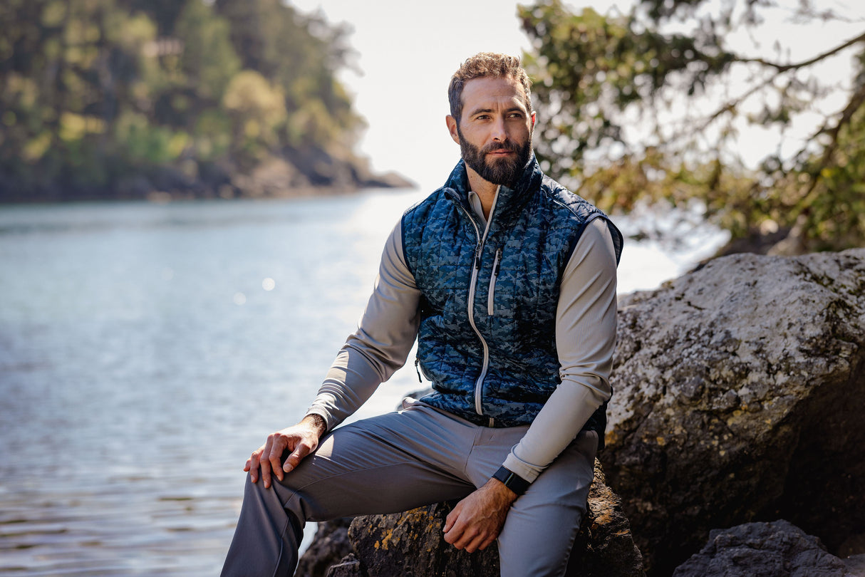 Cutter & Buck Men's Rainier Recycled Insulated Printed Puffer Full Zip Vest-7
