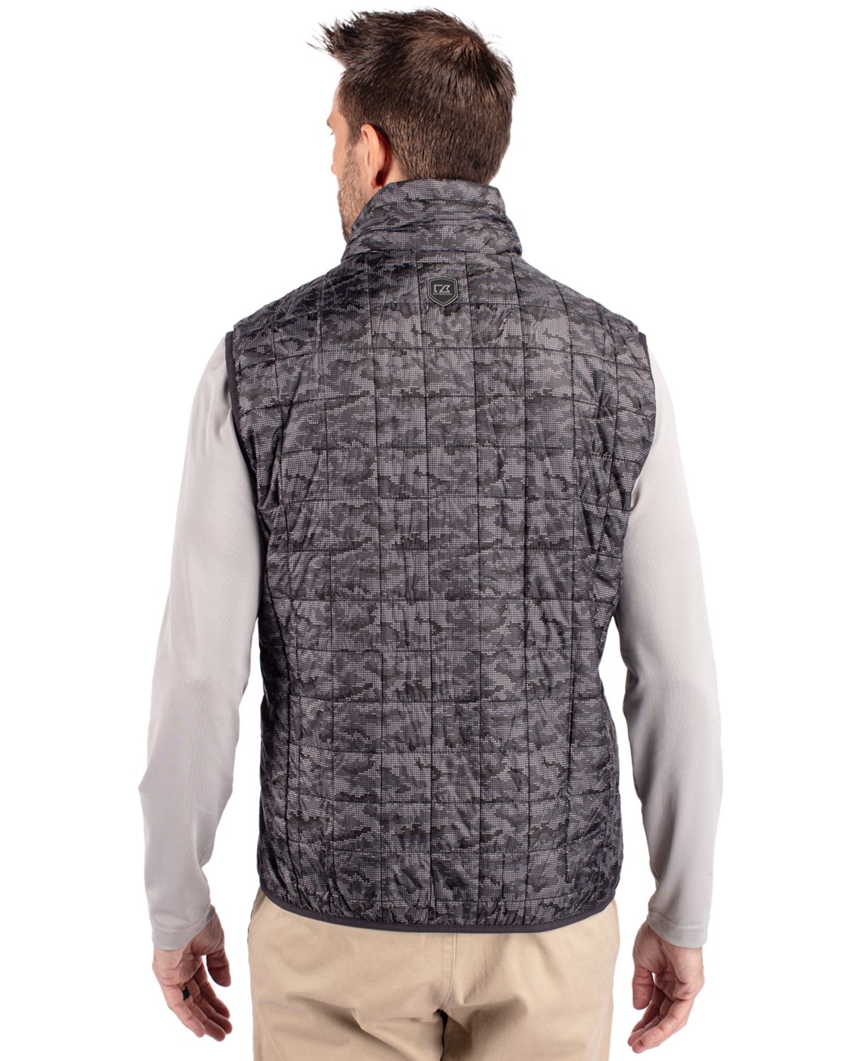 Cutter & Buck Men's Rainier Recycled Insulated Printed Puffer Full Zip Vest-5
