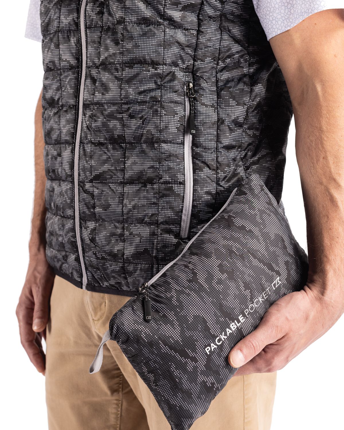 Cutter & Buck Men's Rainier Recycled Insulated Printed Puffer Full Zip Vest-10