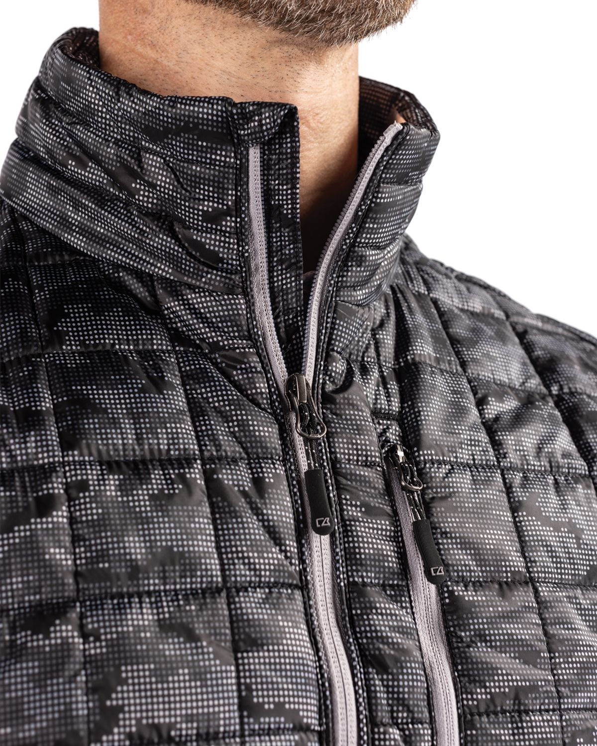Cutter & Buck Men's Rainier Recycled Insulated Printed Puffer Full Zip Vest-12