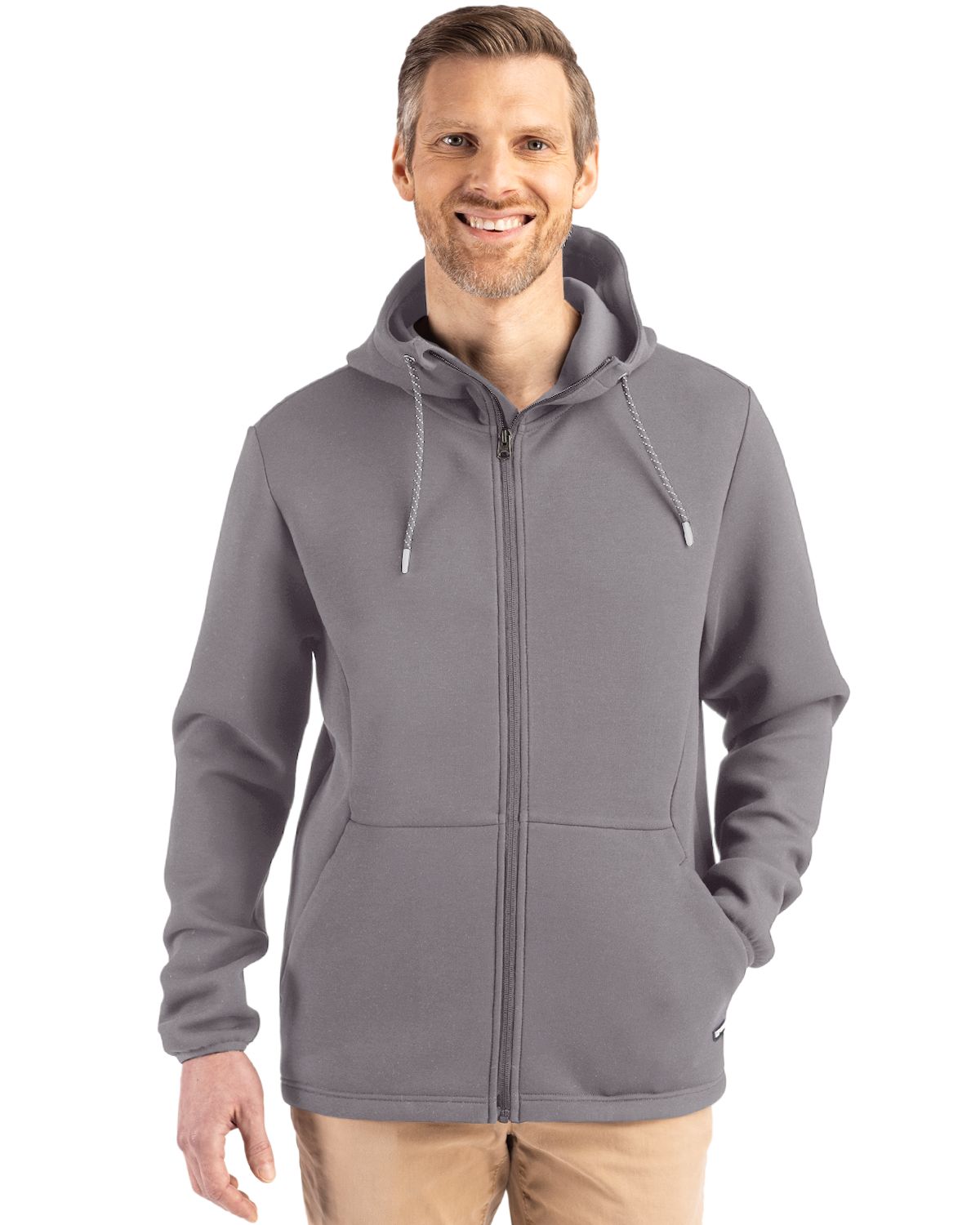 Cutter & Buck Men's Roam Recycled Buttery-Soft Knit Full Zip Hooded Jacket-2