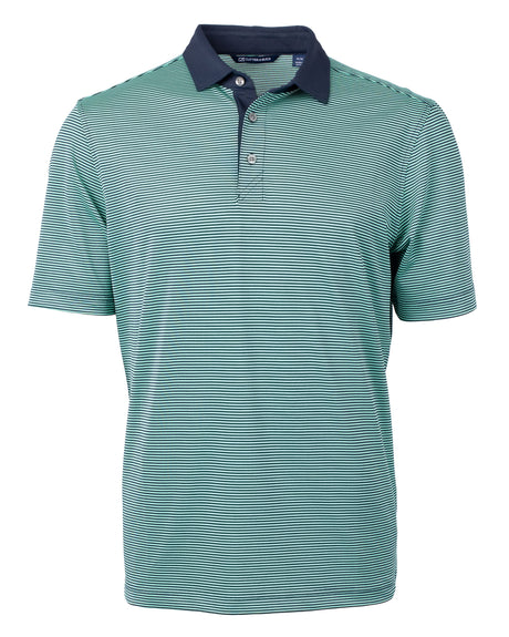 Cutter & Buck Men's Virtue Recycled Micro Stripe Featherlight Pique Polo-1