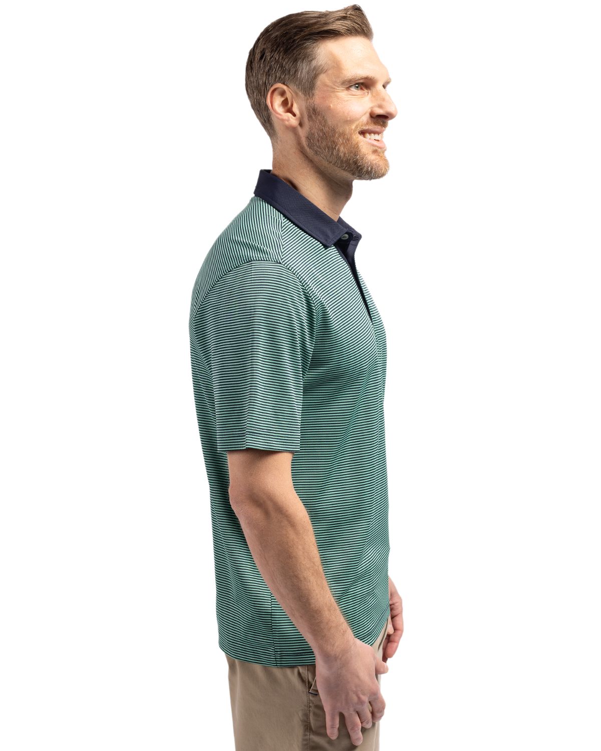 Cutter & Buck Men's Virtue Recycled Micro Stripe Featherlight Pique Polo-7