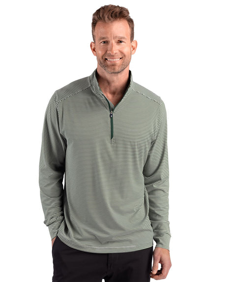 Cutter & Buck Men's Forge Recycled Double Stripe Four-Way Stretch Quarter Zip Pullover-1
