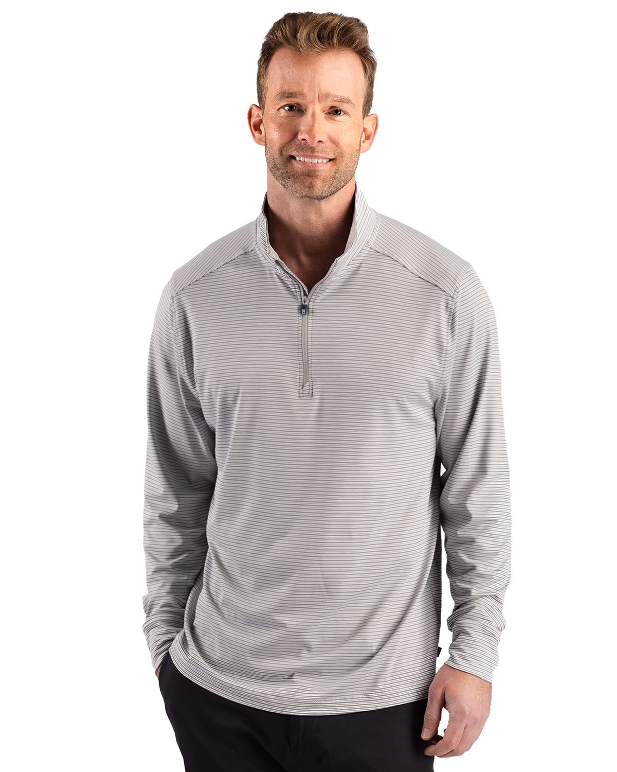 Cutter & Buck Men's Forge Recycled Double Stripe Four-Way Stretch Quarter Zip Pullover-3