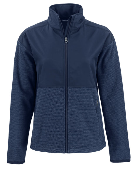 Cutter & Buck Women's Hunts Point Recycled Fleece Hybrid Full Zip Jacket-1
