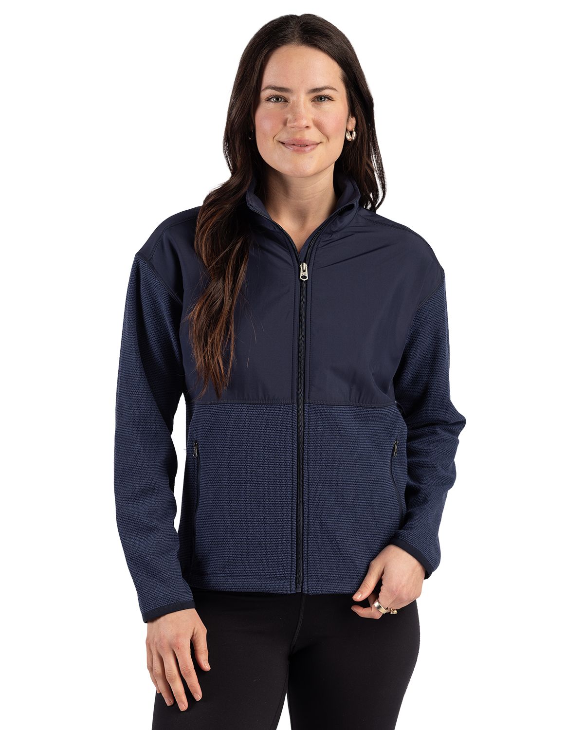 Cutter & Buck Women's Hunts Point Recycled Fleece Hybrid Full Zip Jacket-4