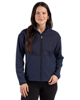Cutter & Buck Women's Hunts Point Recycled Fleece Hybrid Full Zip Jacket-4