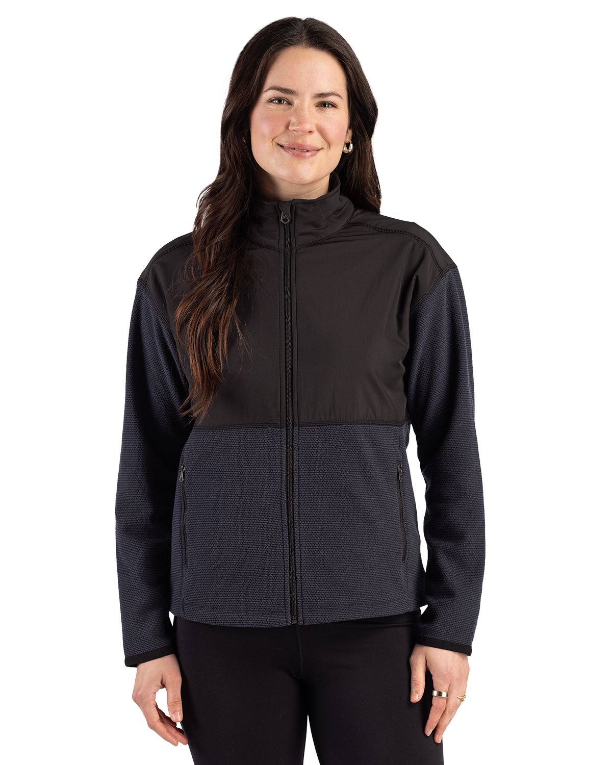 Cutter & Buck Women's Hunts Point Recycled Fleece Hybrid Full Zip Jacket-3