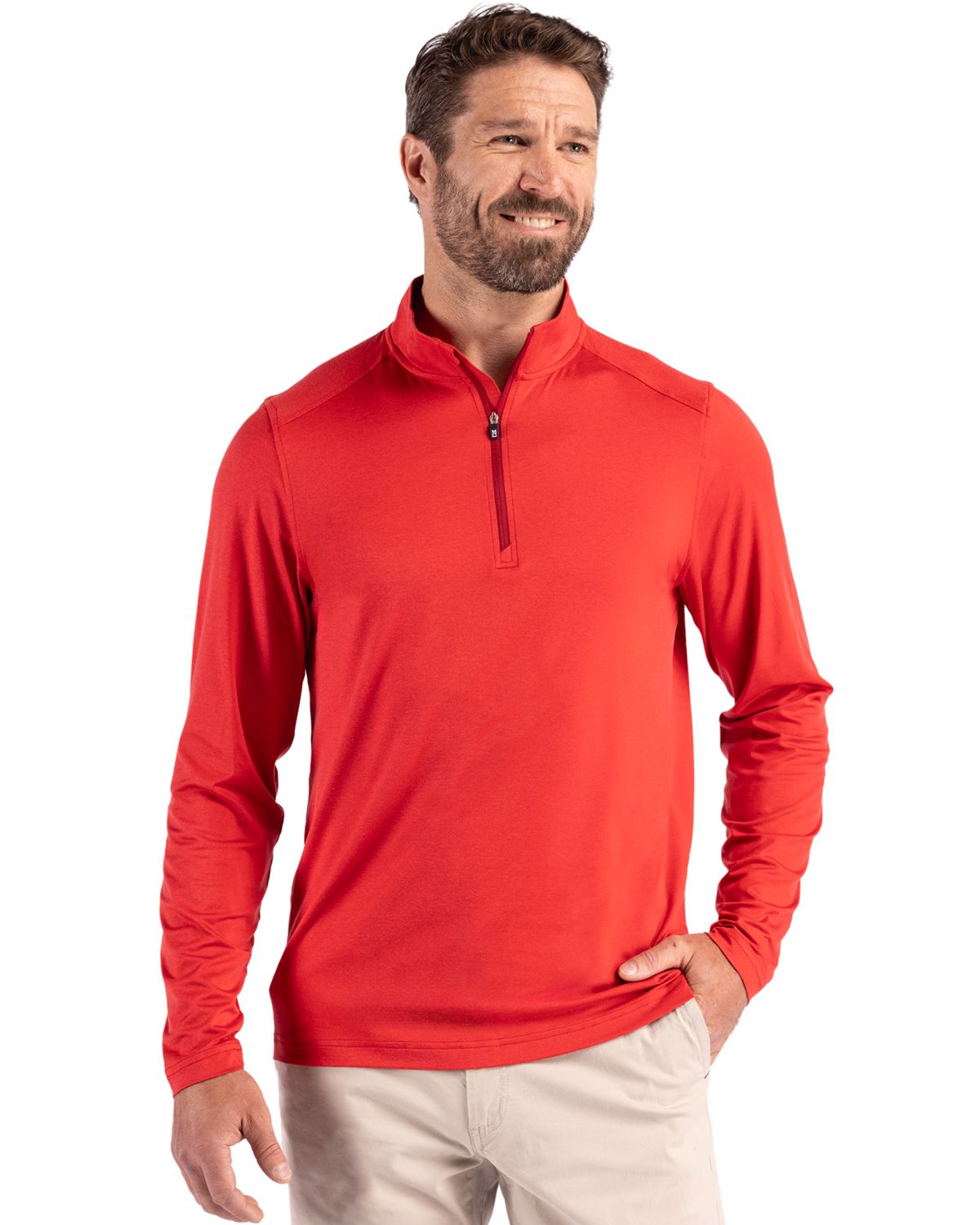 Cutter & Buck Men's Coastline Recycled Double Peached Quarter Zip Pullover-1