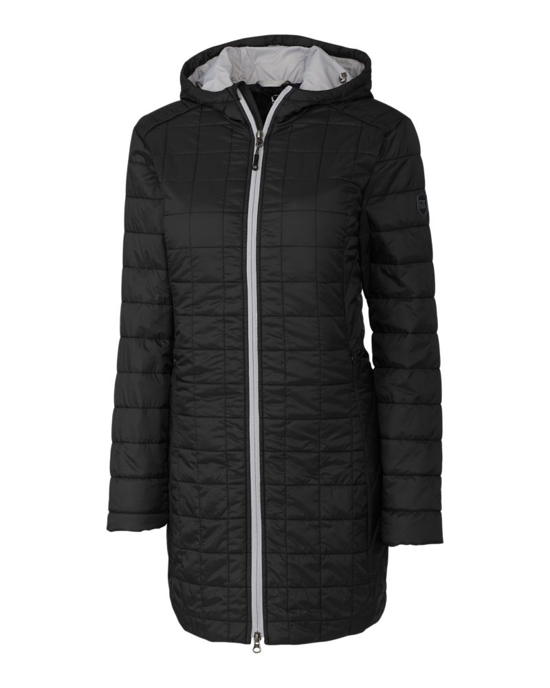 Cutter & Buck Women's Rainier Recycled Insulated Puffer Full Zip Hooded Long Coat-4