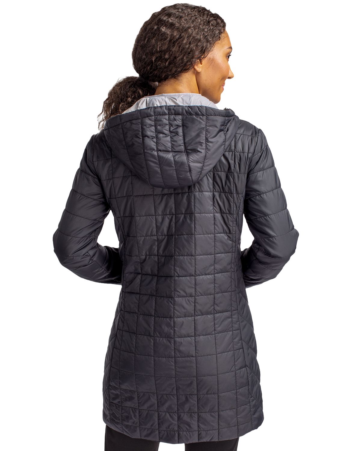 Cutter & Buck Women's Rainier Recycled Insulated Puffer Full Zip Hooded Long Coat-7