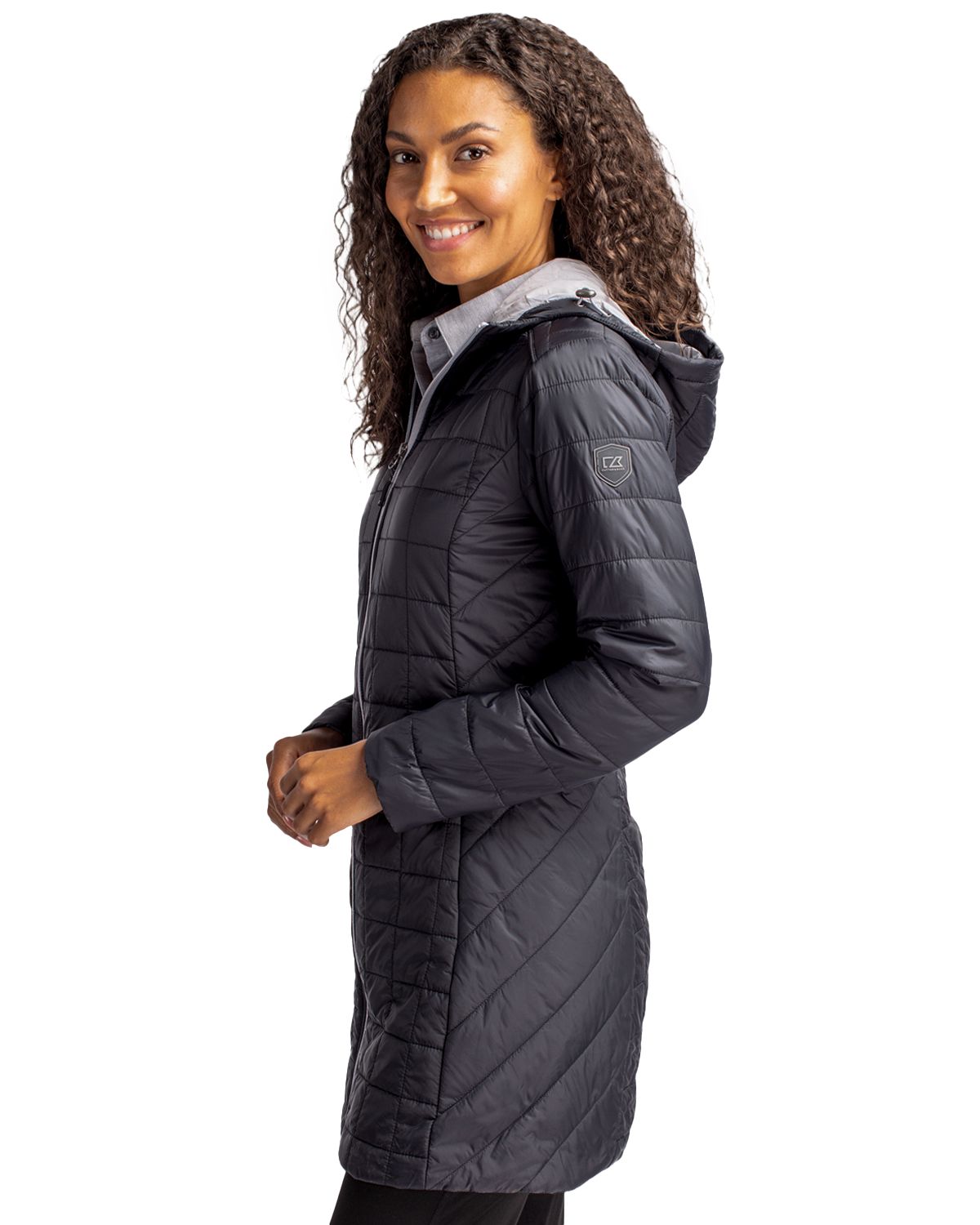 Cutter & Buck Women's Rainier Recycled Insulated Puffer Full Zip Hooded Long Coat-8