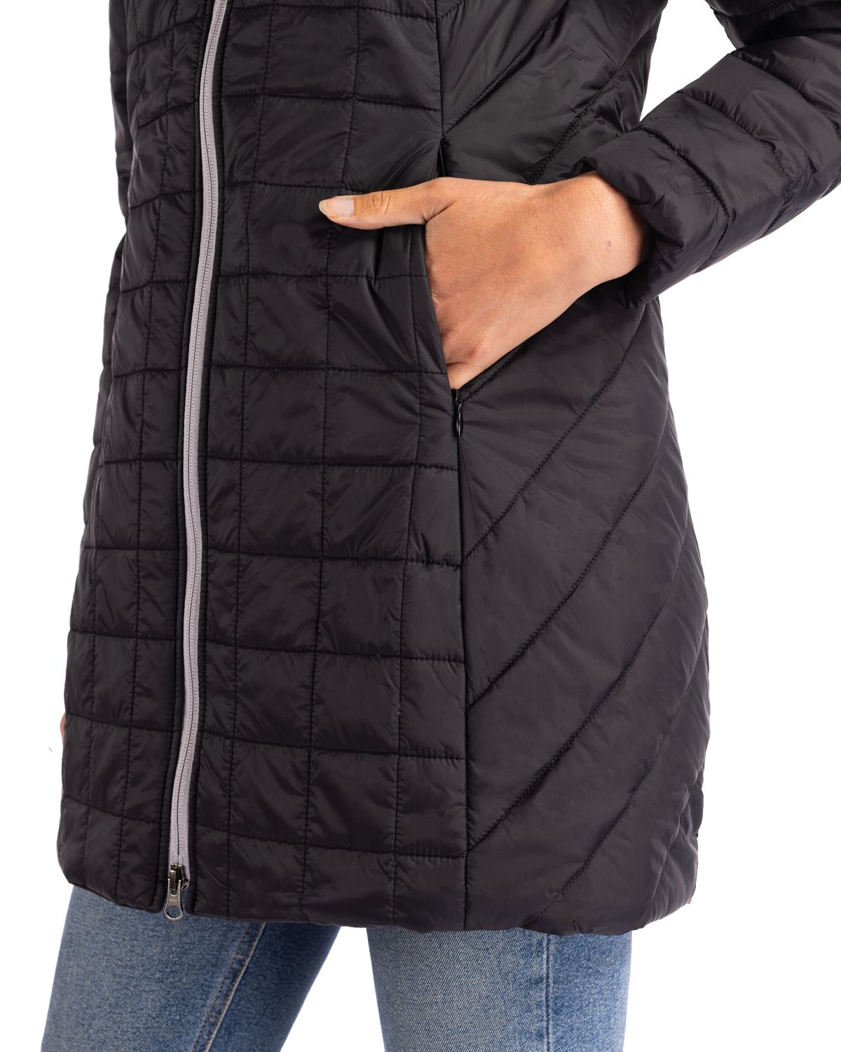 Cutter & Buck Women's Rainier Recycled Insulated Puffer Full Zip Hooded Long Coat-12