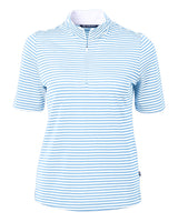Cutter & Buck Women's Virtue Recycled Stripe Featherlight Pique Half Zip-1