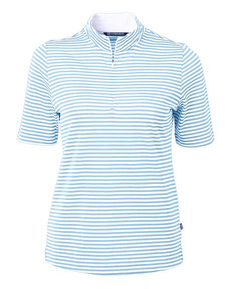 Cutter & Buck Women's Virtue Recycled Stripe Featherlight Pique Half Zip-1