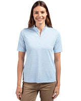 Cutter & Buck Women's Virtue Recycled Stripe Featherlight Pique Half Zip-4