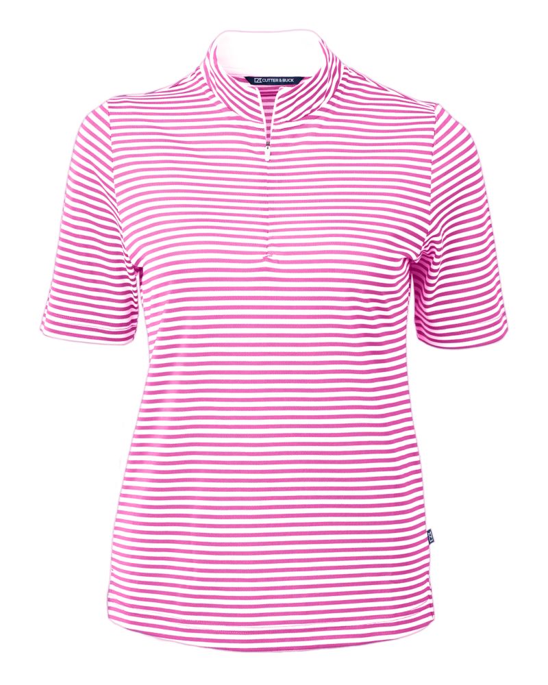 Cutter & Buck Women's Virtue Recycled Stripe Featherlight Pique Half Zip-4
