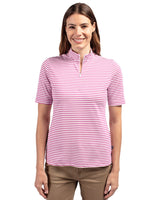 Cutter & Buck Women's Virtue Recycled Stripe Featherlight Pique Half Zip-5