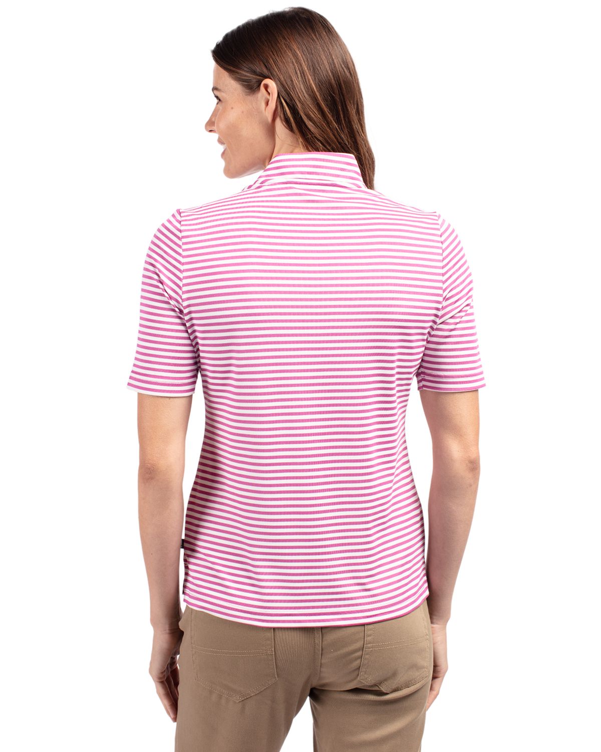 Cutter & Buck Women's Virtue Recycled Stripe Featherlight Pique Half Zip-7