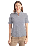 Cutter & Buck Women's Virtue Recycled Stripe Featherlight Pique Half Zip-1