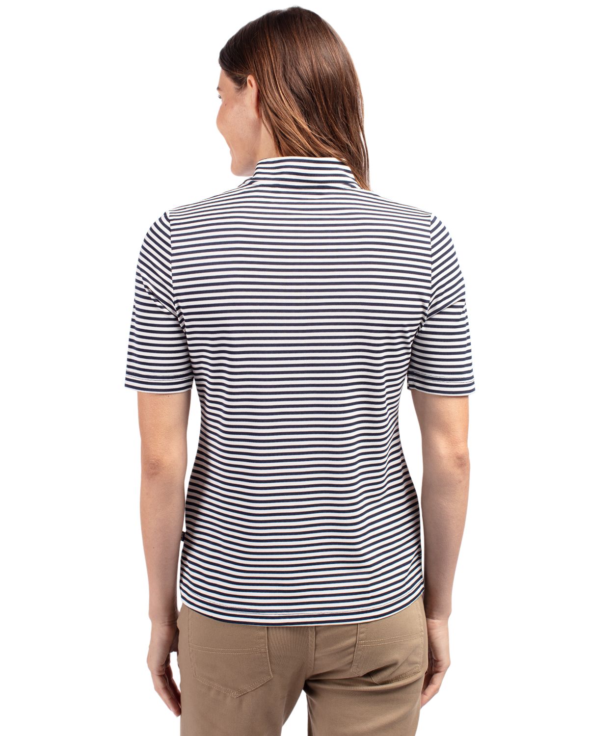 Cutter & Buck Women's Virtue Recycled Stripe Featherlight Pique Half Zip-2