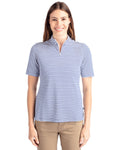Cutter & Buck Women's Virtue Recycled Stripe Featherlight Pique Half Zip-1