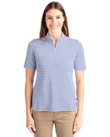 Cutter & Buck Women's Virtue Recycled Stripe Featherlight Pique Half Zip-1