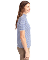 Cutter & Buck Women's Virtue Recycled Stripe Featherlight Pique Half Zip-2
